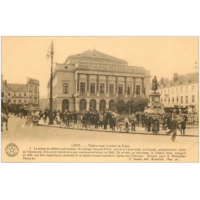 carte-postale-ancienne-liege-thetre-royal-statue-de-gretry.