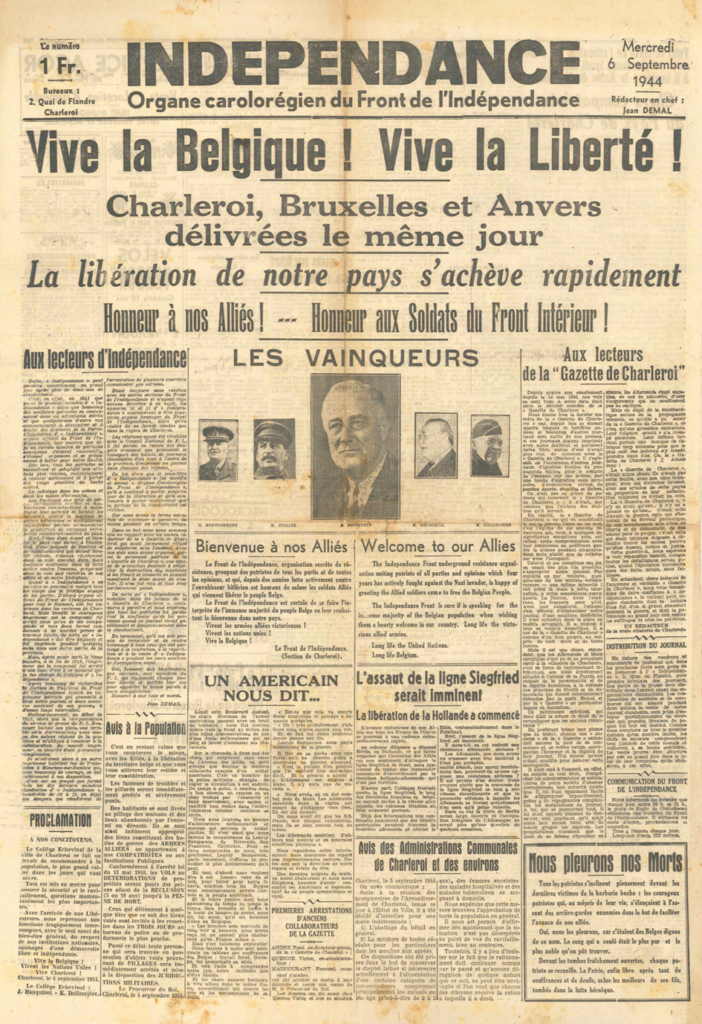 Le numéro de l'Indépendance du merrcredi 6 septembre 1944. Source: Bibiotheca Andada